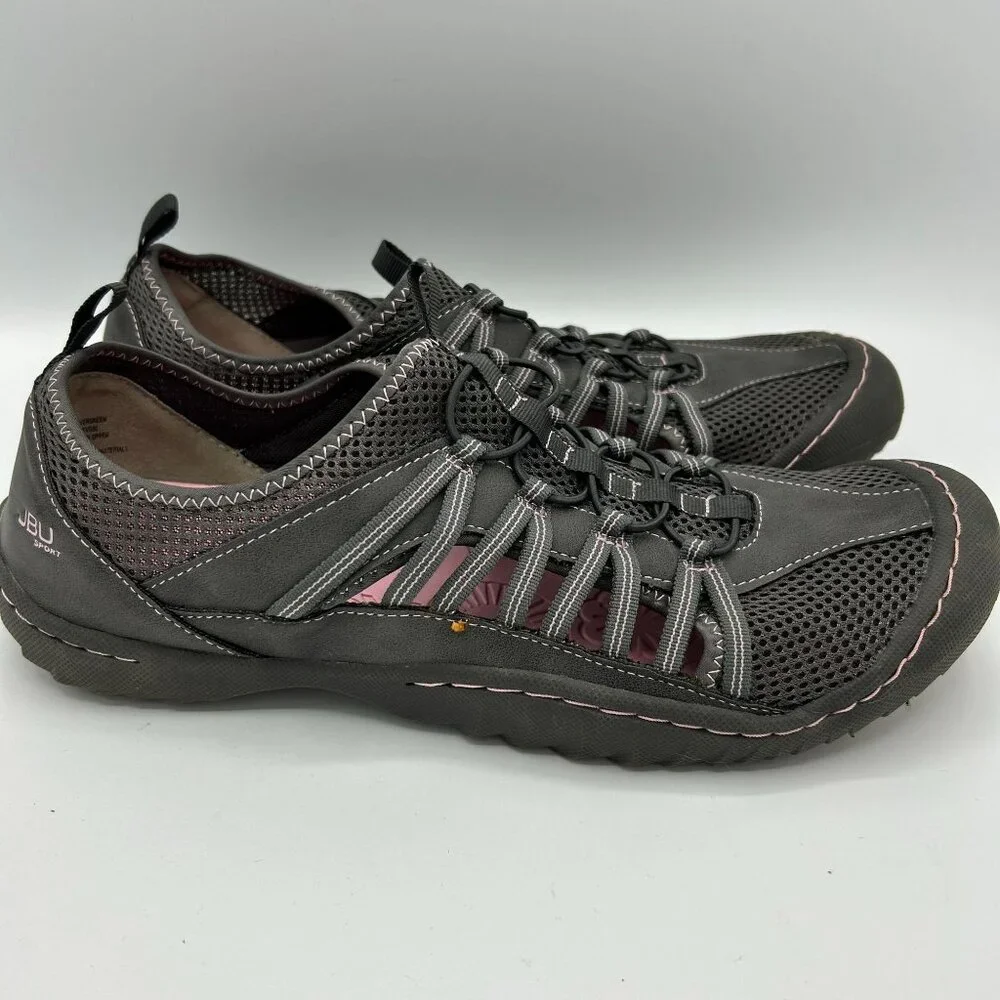 JBU Sport Womens Water Shoes Mesh Evergreen 12M Charcoal Pink